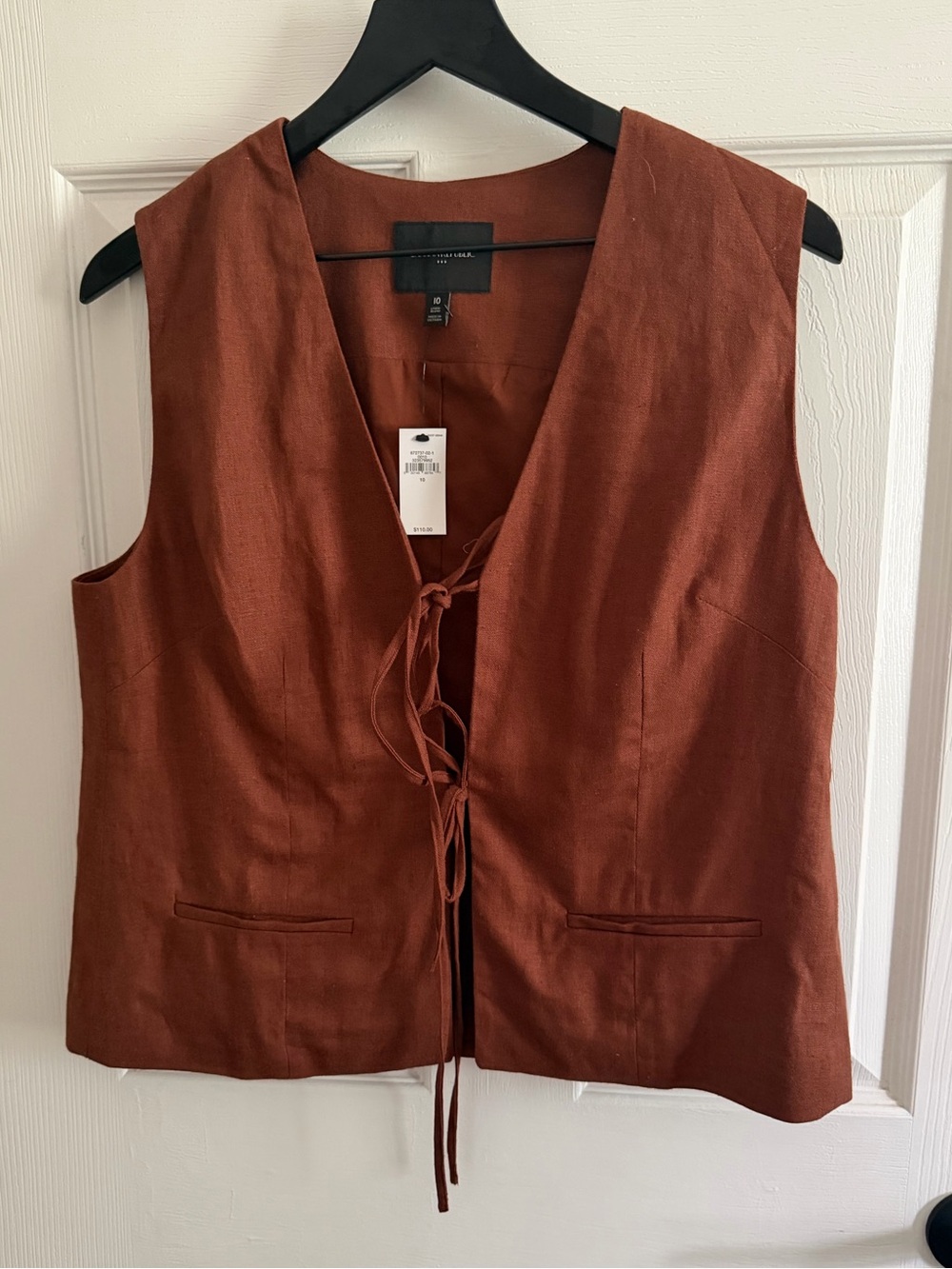 Banana Republic Sleeveless Tie-Front Vest in Rust Brown